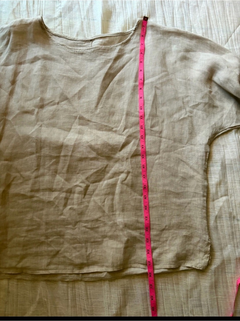Beige Italian 100% Linen Blouse Long Sleeve Women OneSize (US 6-14) Lagenlook - Picture 10 of 10